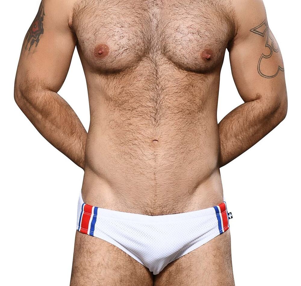 NEW Andrew Christian Mens Sports Mesh Bikini Brief See Through Color White Large